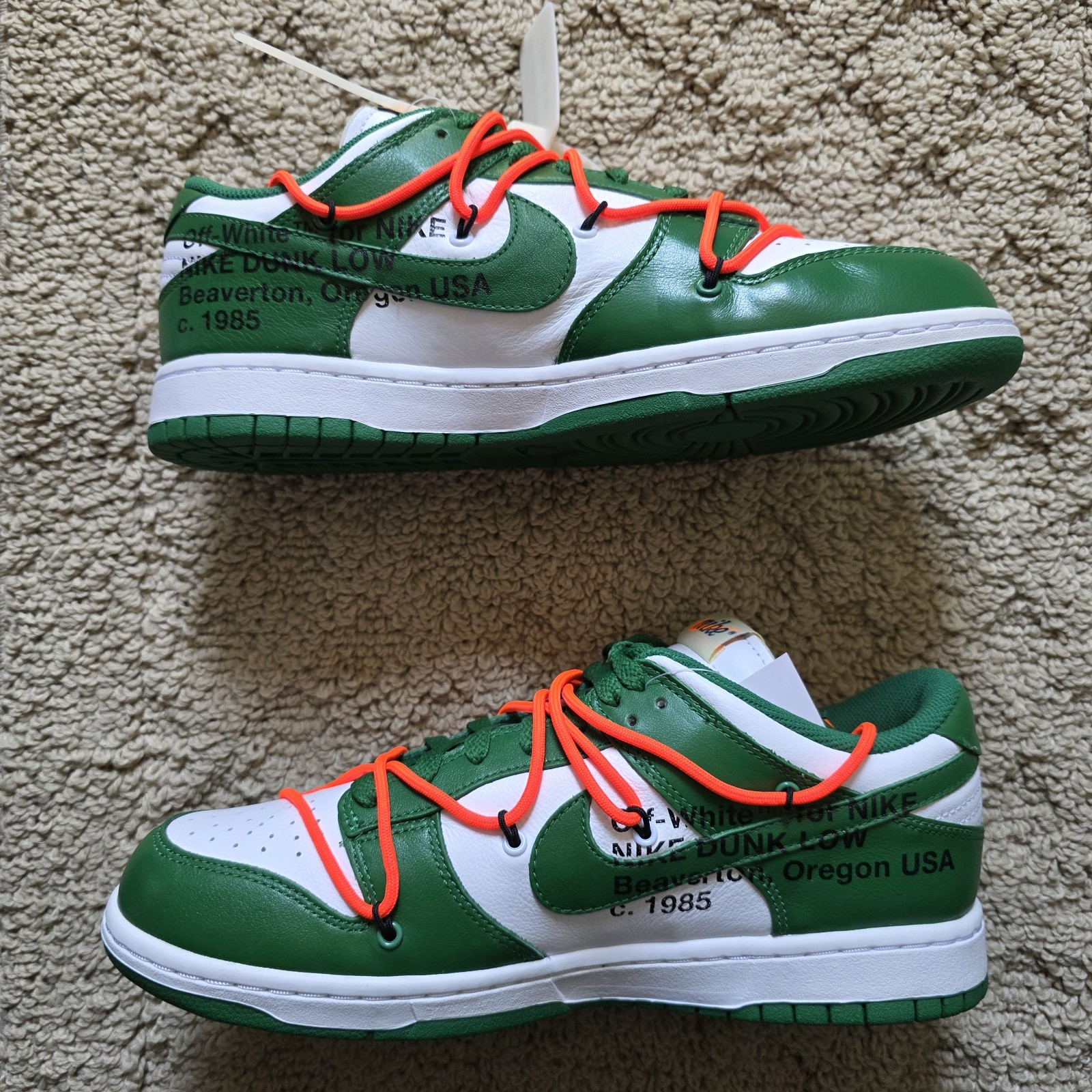 OFF WHITE X NIKE Nike Dunk Low x OFF WHITE verde pino 2019 nuove taglia 10