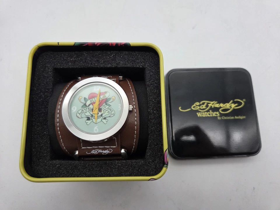 neue Ed Hardy SKULL-Uhr unisex-Uhr LK-BD 1663 LOVE KILLS SLOWLY Totenkopf & Herz - Bild 1 von 3