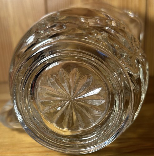 Vtg 1960’s Anchor Hocking Cut Glass Star of David Pitcher Creamer Ribbed Handle - Picture 9 of 11