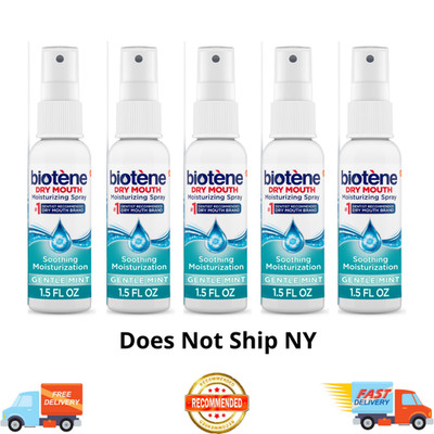 (5 Pack) Biotene Dry Mouth Moisturizing Spray, Gentle Mint, 1.5 oz, Alcohol-Free