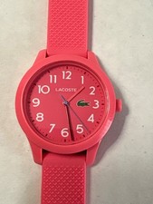LACOSTE Pink Silicone Watch Womens Quartz Analog Needs Battery Sport Casual