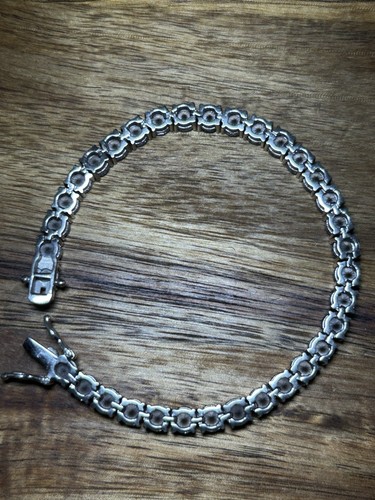 925 Sterling Silver Cubic Zirconia Tennis Bracelet 5mm Round Cut 7 1/2in 18g - Picture 7 of 10