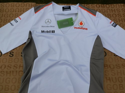 New Hugo Boss designer womans ladies F1 Mclaren Mercedes car ticket rare t-shirt - Picture 2 of 12
