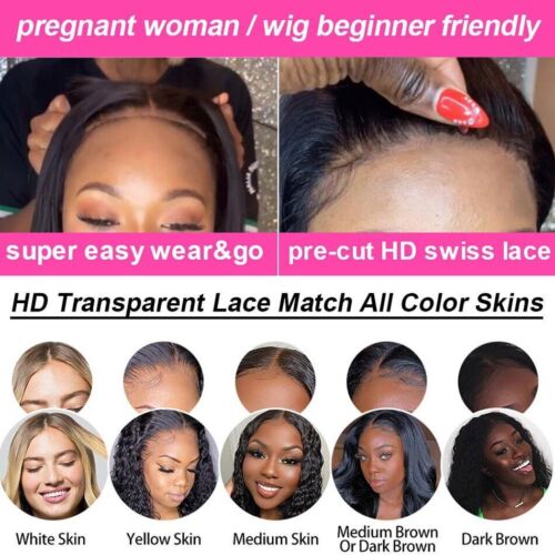 Straight Hd 13x6 Lace Frontal Human Hair Wig Transparent 5x5 Glueless Wig - Picture 5 of 18