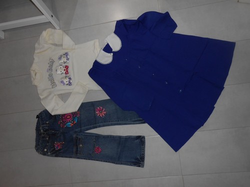 Lotto stock bambina 6/8 a maglia hello kitty jeans original marines  grembiule | eBay