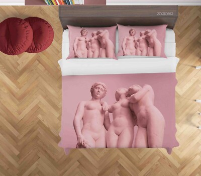 3D Menschliche Statue Rosa Quilt Cover Set Bettwäsche Sets Kissenbezüge