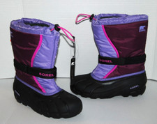 NWOT SOREL Flurry Waterproof Snow Boots Purple Adjustable Big Kids Sz 6 US/38 EU