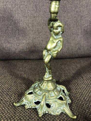 Antique Cast Brass Reception, Hotel, Shop or Maids Bell Cherub Stand - Picture 2 of 14