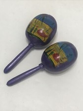 Mexican Maraca Set of 2 Purple with Fish Gourds 2634