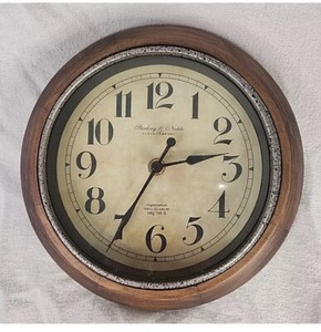 Wall Clock Sterling & Noble Mfg No. 9 Serial No 2055787 Metal And Brown Wood 9”