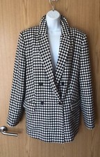 Black White Check Blazer Simply Be Size 16/18 Worn Once Knit Feel