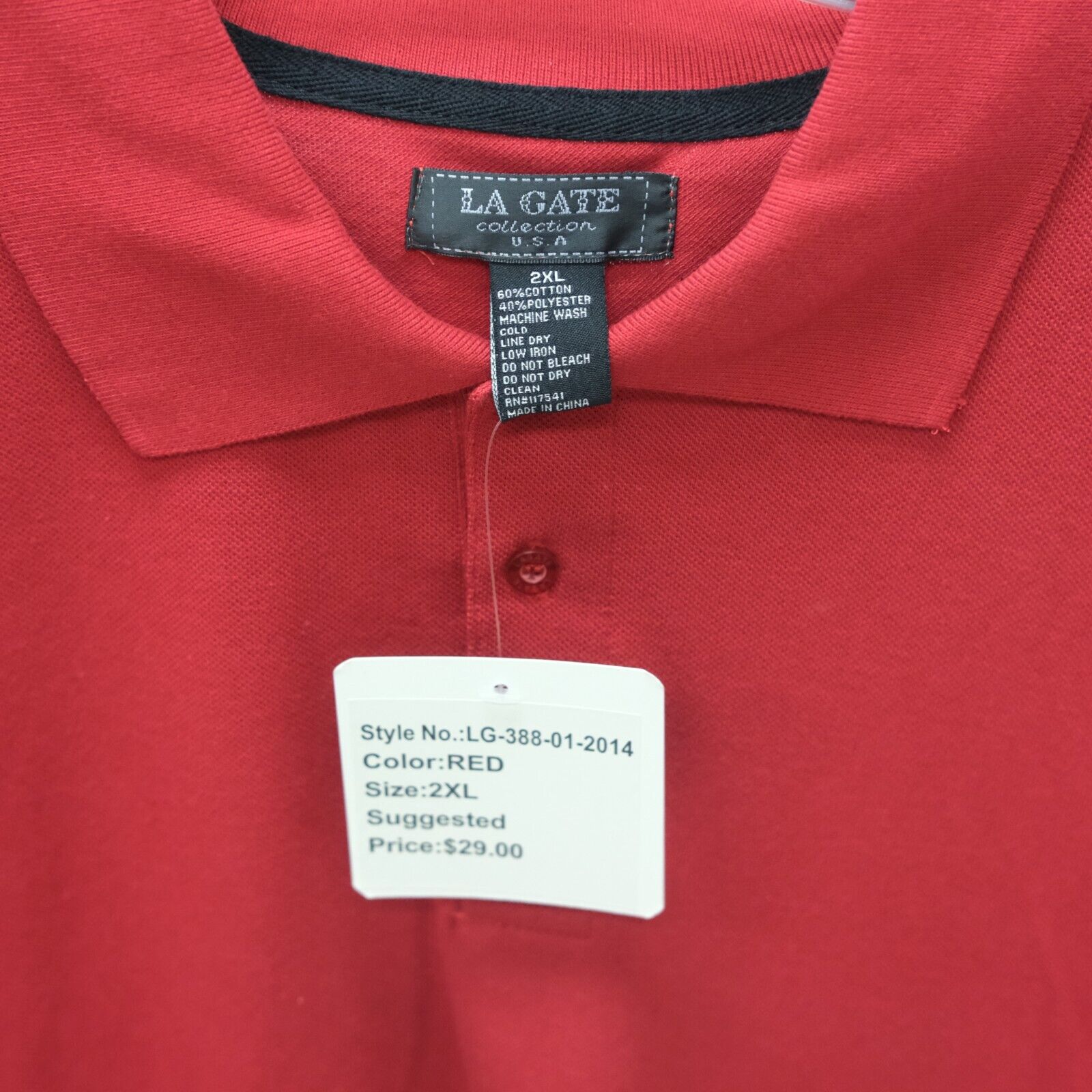 LA Gate Collection Polo Men's 2XL Solid RED Color NWT Polo shirt