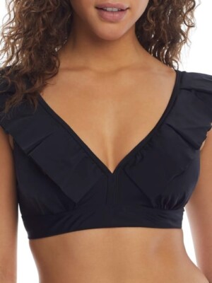 Pour Moi BLACK Space Frill Hidden Underwire Convertible Swim Top, US 34D, UK 34D