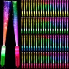80pcs Fiber Optic LED Wands, Multicolor Glow Sticks for Parties, Weddings, Event