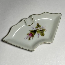 Single Cigarette Porcelain Floral Ladies Personal Slot Ashtray Tray Art Pottery