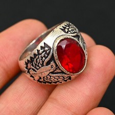 Red Garnet Men's Ring 925 Sterling Silver Handmade-Statement Ring All Size BJ247