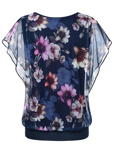 Women Ladies Flare Summer Loose Top Short Sleeve Blouse Casual Tops T Shirt - Picture 3 of 9