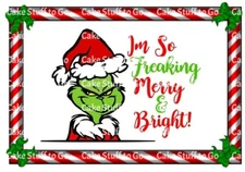 Christmas Grinch Edible Cake Topper Decoration
