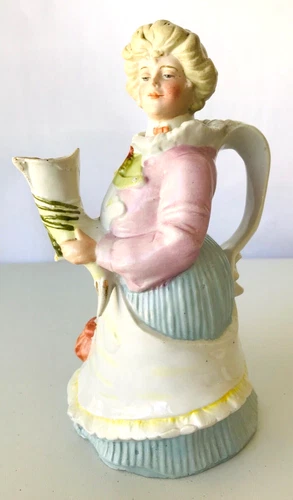 Antique 19th Century Gibson Girl Ceramic Pitcher Hand Painted 9.5" 9221 Rare HTF