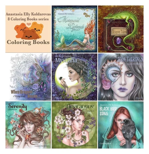 Anastasia Elly Koldareva Coloring book series, dragon tale when dragons dream