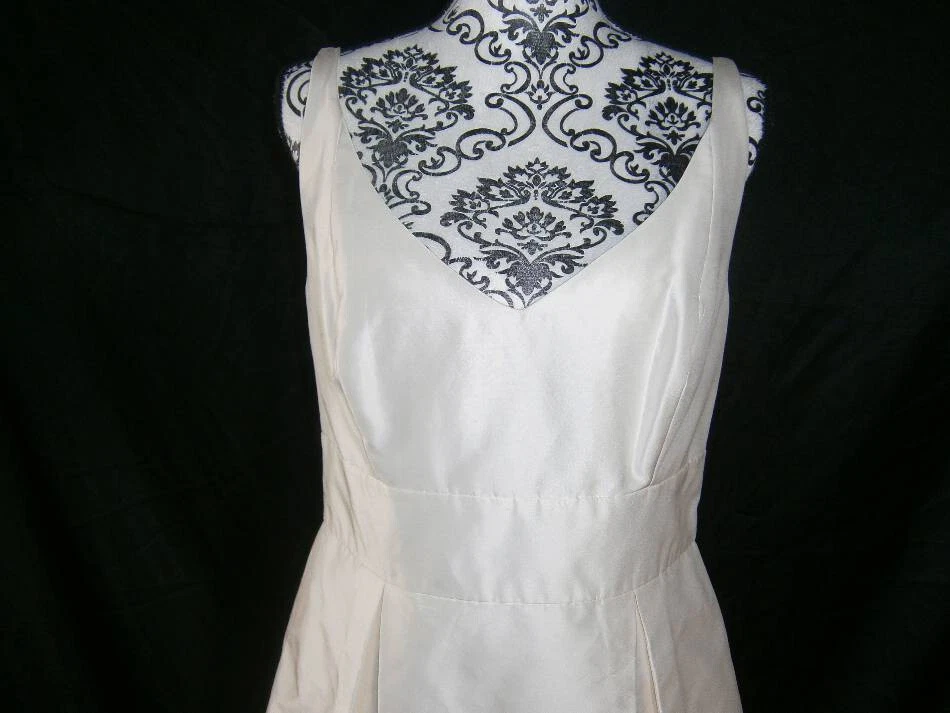 OFF WHITE Abito da sposa corto Jenny Yoo in seta taffeta taglia 8 tasche bianco sporco