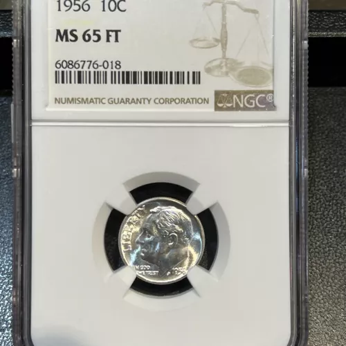 1956 Roosevelt Dime NGC MS65 FT
