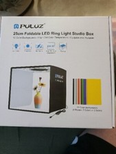 Puluz Foldable LED Ring Light Studio 25cm 12 Color Backdrops High CRI Color Temp