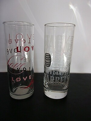 Lot of 2 Anchor Hocking Love  & Jack Daniels Crafted Barrels Highball 6 ''Glass
