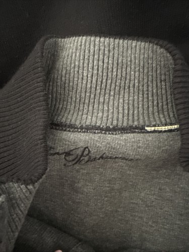 Tommy Bahama Mens Reversible Black/Gray L 1/4 Zip Pullover Sweater Mock Neck - Picture 4 of 4