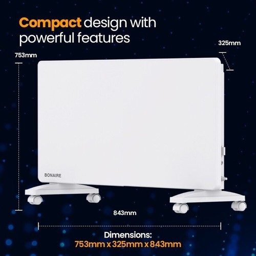 Bonaire New Smart Premium Electric Portable Space Panel Heater 2000W, White - Picture 15 of 15