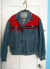 James Halbert Embroiderred Jean Jacket Prewashed Size M/l 100% Cotton!