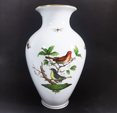 Herend ROTHSCHILD große Vase # 7002/RO Vögel Schmetterlinge Insekten NEUWERTIG