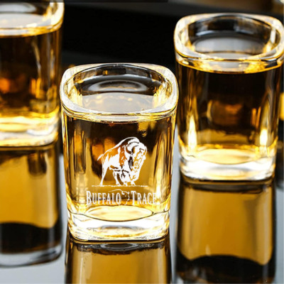 4 x Custom Engraved Buffalo Trace Shot Glass   2.2 oz Capacity NEW