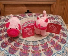 Valentines Russ Berrie Pink Cat & Dog Kitten Puppy Plush Soft Toy 4"