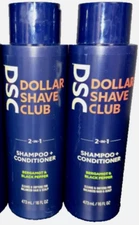2 New Dollar Shave Club Bergamot & Black Pepper 2-in-1 Shampoo +Conditioner 16oz