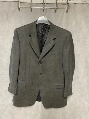 Canali Blazer Men 42R Blue Brown Herringbone Italy 3 B Flannel Wool Coat Luxury