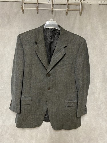 Canali Blazer Men 42R Blue Brown Herringbone Italy 3 B Flannel Wool Coat Luxury