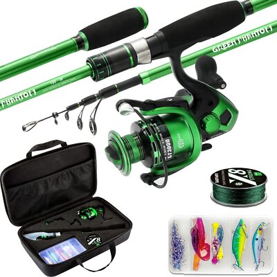 Telescoping Fishing Combo W/ Rod Reel Collapsible Portable