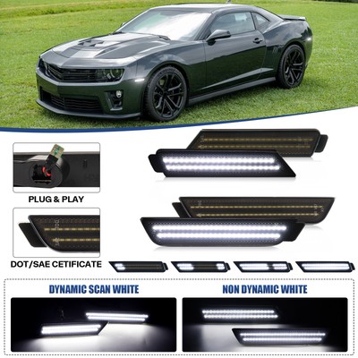 4x LED Front & Rear Bumper Side Marker Lights Lamps For 2010-2015 Chevy Camaro