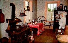 Steeple Building Kitchen at Bishop Hill Colony Illinois IL 1950s Chrome Postcard