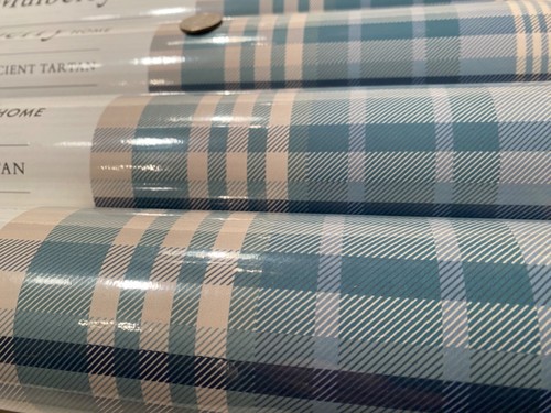 1 Roll MULBERRY HOME for Lee Jofa ANCIENT TARTAN Teal 27”w Wallpaper $268 Retail - Picture 18 of 23