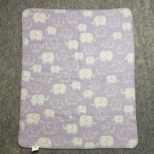 Pottery Barn Kids Purple White Elephants Baby Blanket Reversible Stroller Crib