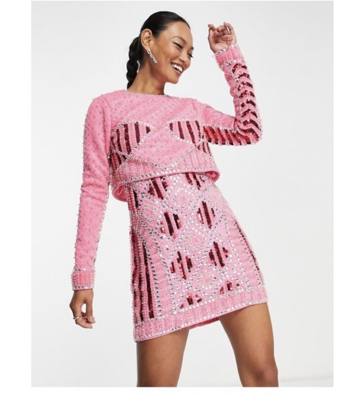 ASOS DESIGN 2 in 1 detachable embellished sequin mini dress in hot pink RRP  135 - Shopping.com