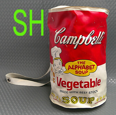 Vintage Alphabet Vegetable Campbell Soup Vinyl Tote Lunchbag Cooler Can Shape