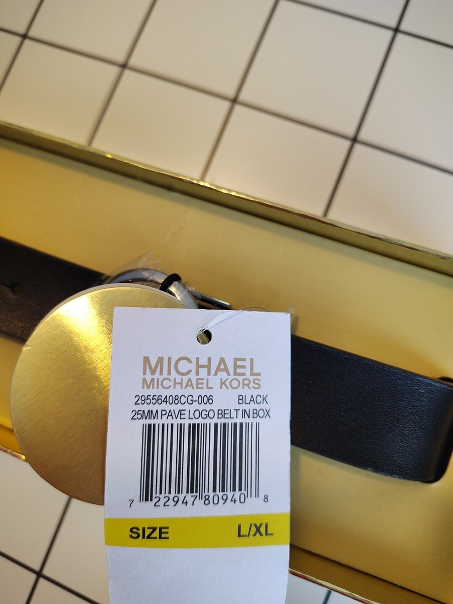 New Michael Kors Pave Logo Belt In Box  Size L/XL Adjustable Black Waistband Michael Kors Pave Logo Belt In Box Woman main image 3