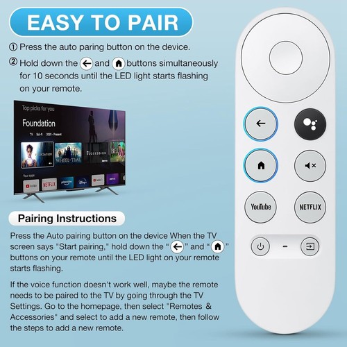 Replace G9N9N For Chromecast 4K Google TV Voice Bluetooth IR Remote Control - Picture 2 of 4
