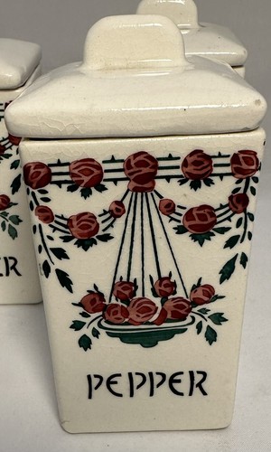 Vintage 5 Ceramic Frida Spice Containers With Lids GMT CO Germany - Picture 7 of 9