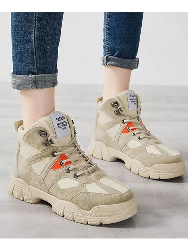 scarpe sportive stivaletti comodi bassi beige lacci pelle sintetica 9093 |  eBay
