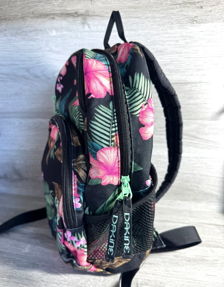 Dakine Tropical Floral Black Backpack With Pink & Green Hibiscus Design - Image 2 of 4