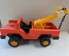 Vintage 1970s Fisher Price Husky Helpers Toy Tow Truck Vehicle Orange